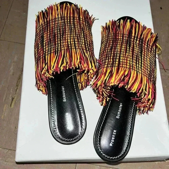 NIB Proenza Schouler Fringe Slides Shoes Sandals Black EU 38 US 7 1/2 - Picture 4 of 9